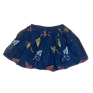 Girls navy blue colorful embroidered tule full skirt